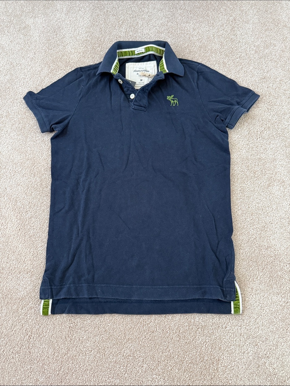 Abercrombie & Fitch Navy Polo with Green Logo